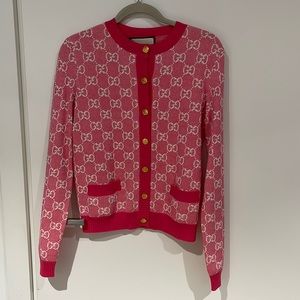 Gucci Pink Wool Jacquard Cardigan Small Size